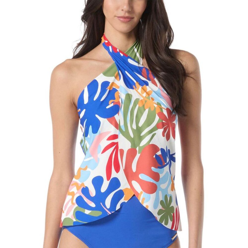 Vince Camuto Womens Printed Crossover Convertible Tankini Top Large Multi - NWT - Picture 1 of 4